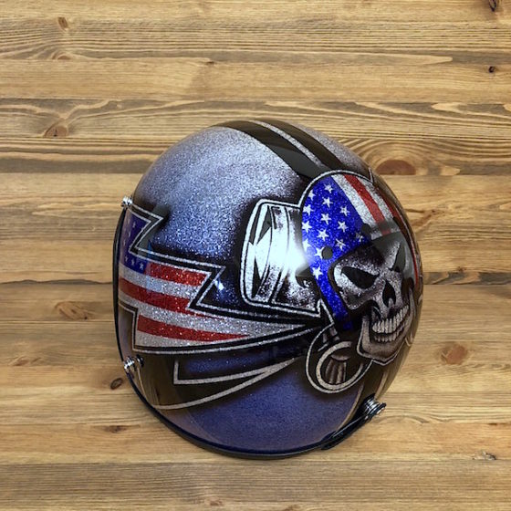 Skull Pistons & USA Flag Light Blue
