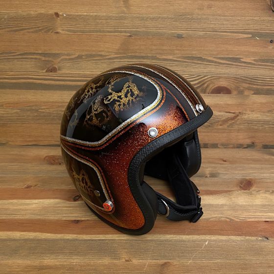 Kustom Skulls & Scallops Orange and Gold