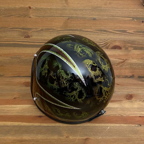Kustom Skulls & Scallops Dark Orange and Green