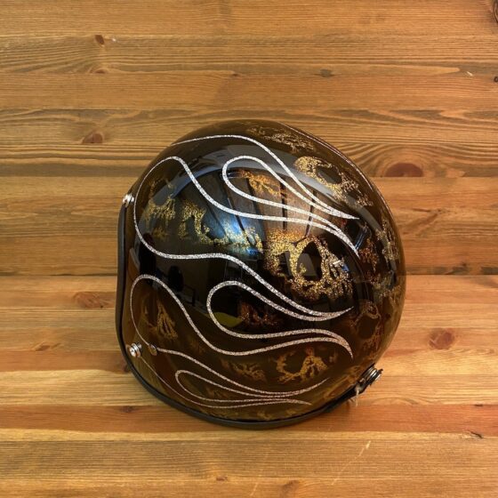 Skulls & Flames 2014 Solid Black, Light Gold and Silver Lines
