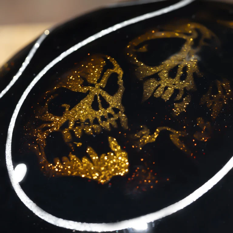 Skulls &amp; Flames 2014 Solid black, Light Gold &amp; Silver Lines0082