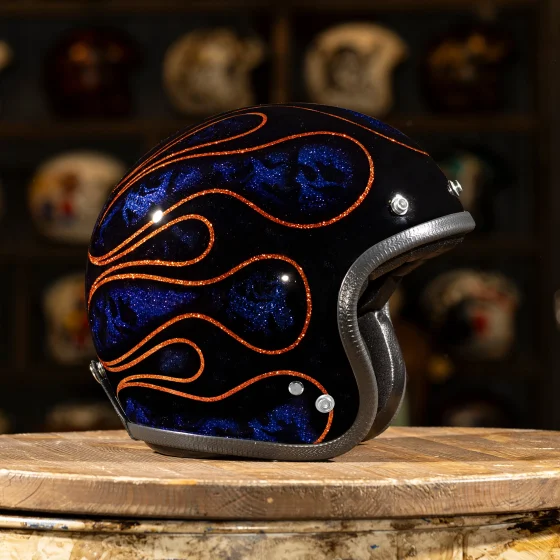 Skulls & flames 2014 Solid Black, Dark Blue and Orange Lines