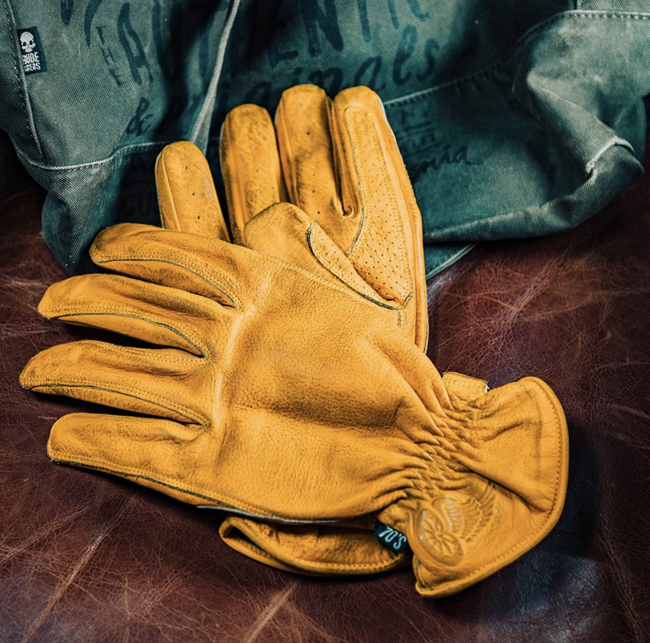 Gants de travail jaunes combinés en cuir refendu pour hommes, grand