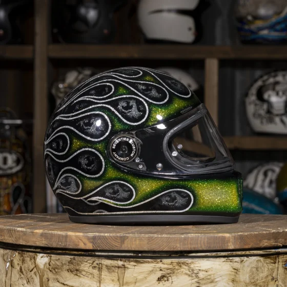 GT- Gran Turismo Skulls & Flames Light Green & Black