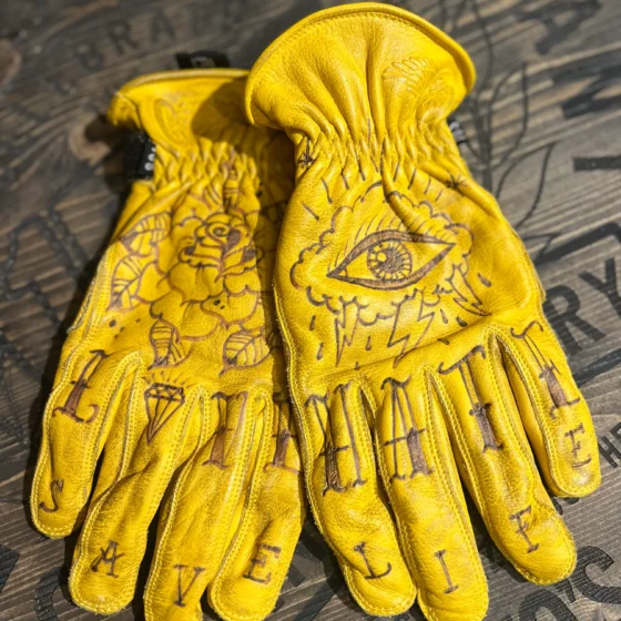 Love Hate Save Life - Guanti Customized in pelle